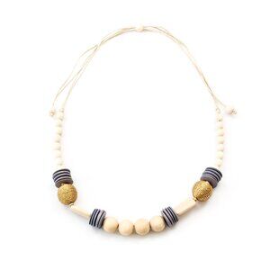 Necklace - Wooden Bombon, White